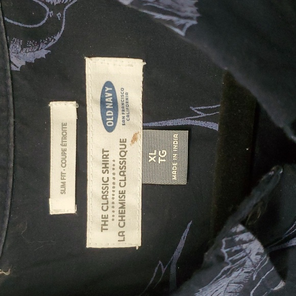 Old Navy Mens XL Chemise Classique Swordfish Navy Blue Button Down Shirt - Picture 7 of 13
